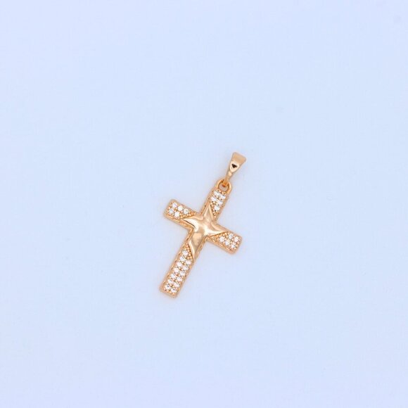 "Rose Gold Cross Pendant with Star Design and Sparkling Accents, XPPT1748 - Picture 12 of 13